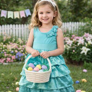 AMY BYER Teal Sleeveless Tank Top & Silky Tiered Skirt Dress, Size 5